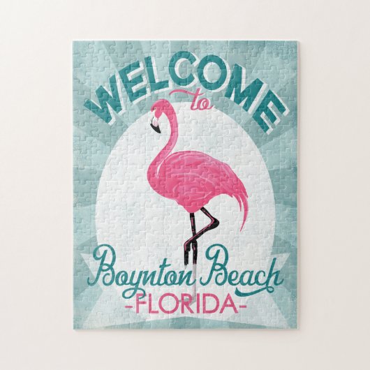 Boynton Beach Florida Pink Flamingo Retro Puzzle (Vertikal)
