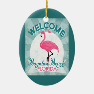 Boynton Beach Florida Rosa Flamingo Retro Keramik Ornament
