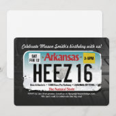 Boy's 16. Geburtstag Arkansas Lizenz Einladung (Vorne/Hinten)