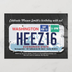 Boys 16. Geburtstag der Washington License Einladu Einladung
