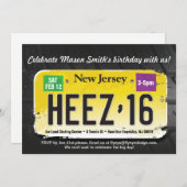 Boy's 16. Geburtstag New Jersey Lizenz Einladung (Vorne/Hinten)
