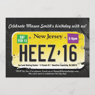 Boy's 16. Geburtstag New Jersey Lizenz Einladung