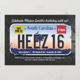 Boy's 16. Geburtstag South Carolina Lizenz Einladu Einladung