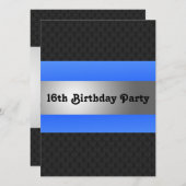 Boys 16. Geburtstagsparty Einladung (Vorne/Hinten)