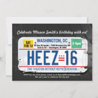 Boy's 16. Washington DC License Invite Einladung