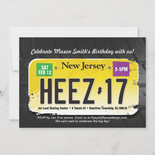 Boy's 17. Geburtstag New Jersey Lizenz Einladung (Vorderseite)