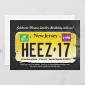 Boy's 17. Geburtstag New Jersey Lizenz Einladung (Vorne/Hinten)