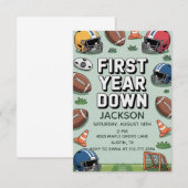 Boy's 1st Birthday First Year Down - Football Einladung (Vorne/Hinten)
