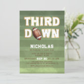 Boys 3rd Birthday Football Third Down Invitation Einladung (Stehend Vorderseite)