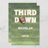 Boys 3rd Birthday Football Third Down Invitation Einladung (Vorne/Hinten)
