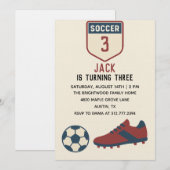 Boys 3rd Modern Sporty Soccer Birthday Einladung (Vorne/Hinten)
