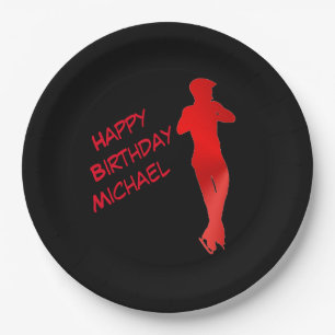Boys Abbildung Skaten rot / Black Birthday Party Pappteller