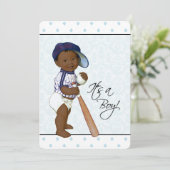 Boys Afro American Baby Shooter Einladung (Stehend Vorderseite)