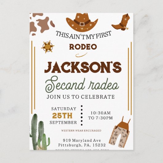 Boys Ain't My First Rodeo Cowboy 2. Geburtstag Postkarte (Vorderseite)