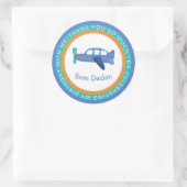 Boys Airplane Name Birthday Vielen Dank Runder Aufkleber (Tasche)
