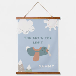 Boys Airplane Sky ist das Personalisierte Limit Wandteppich Mit Holzrahmen