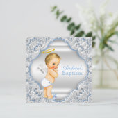 Boys Angel Baptisk Einladung (Stehend Vorderseite)