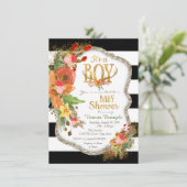 Boys Antler Baby Dusche Einladung (Stehend Vorderseite)