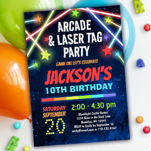 Boys Arcade & Laser Tag Geburtstagsparty Einladung