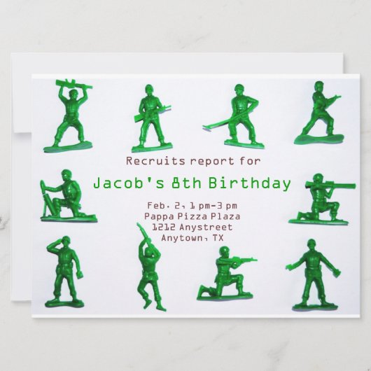 Boys Army Thema Geburtstag Einladung (Vorderseite)