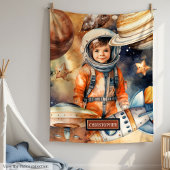 Boys Astronaut Blanket Personalisierte Raumplaner Fleecedecke
