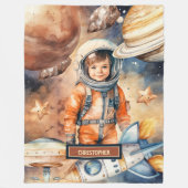 Boys Astronaut Blanket Personalisierte Raumplaner Fleecedecke (Vorderseite)