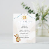 Boys Baby Duschbär und Sonnenschein Wasserfarbe Einladungspostkarte (Stehend Vorderseite)