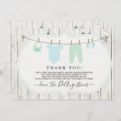 Boys Baby Dusche Danke Karte - rustikal (Vorne/Hinten)