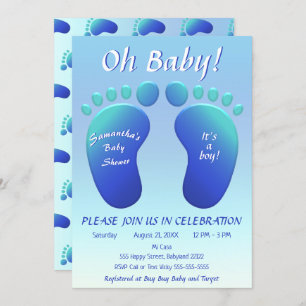 Boys Baby Feet Baby Dusche Blue Ombre Baby Dusche Einladung