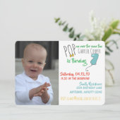 Boys Balloon 1. Geburtstag Einladung - Download (Stehend Vorderseite)