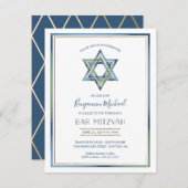 Boys Bar Mitzvah-Einladung; Star von David, Gold Einladung (Vorne/Hinten)