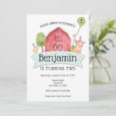 Boys Barnyard Einladung zum 1. Geburtstag (Stehend Vorderseite)