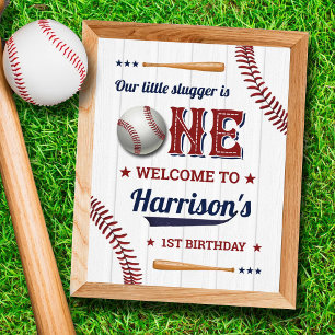 Boys Baseball 1. Geburtstag Begrüßungszeichen Poster