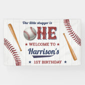 Boys Baseball 1. Geburtstag Willkommen Banner (Horizontal)
