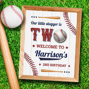 Boys Baseball 2. Geburtstag Begrüßungszeichen Poster