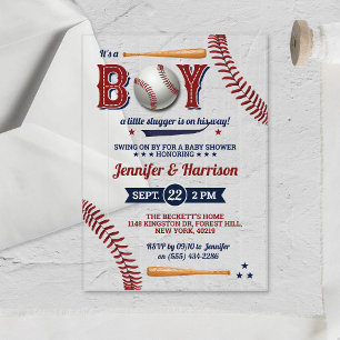 Boys Baseball Baby Dusche Acryleinladungen