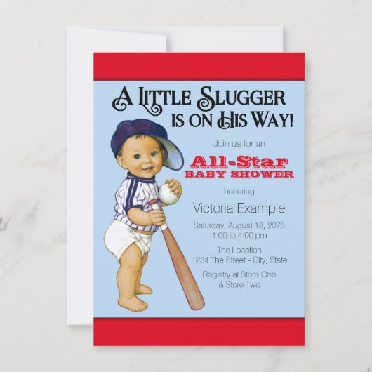 Boys Baseball Baby Dusche Einladung (Vorderseite)