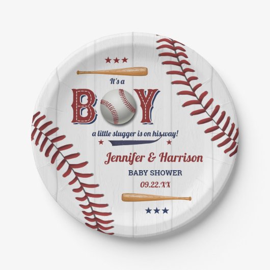 Boys Baseball Baby Dusche Pappteller (Vorderseite)