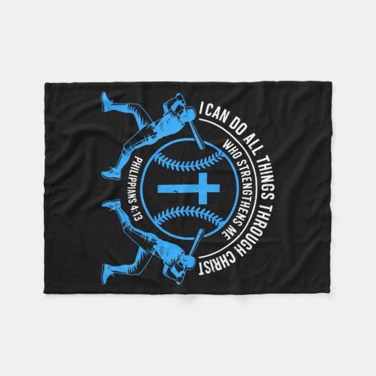 Boys Baseball Christian-shirt Softball I Can Do Al Fleecedecke (Vorderseite (Horizontal))