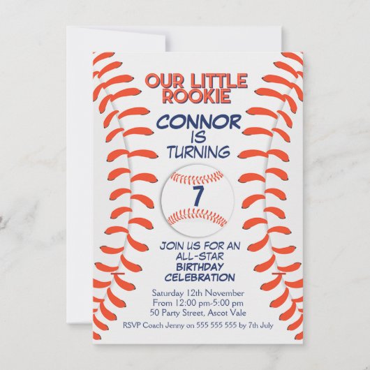 Boys Baseball Geburtstagsparty Einladung (Vorderseite)