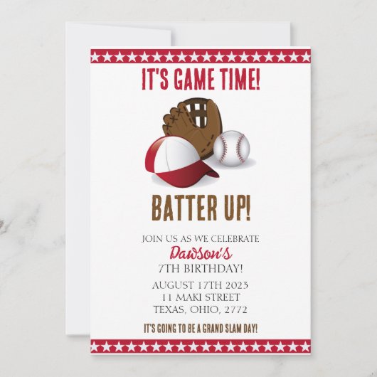 Boys Baseball Geburtstagsparty Einladung (Vorderseite)