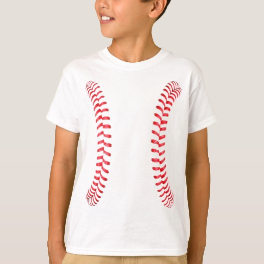 Boys Baseball Player Vertikale Sticks Nähte T-Shirt (Vorderseite)