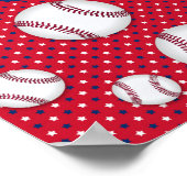Boys Baseball Red White Blue Custom Foto mit/ Name Poster (Ecke)