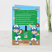 Boys Baseball Secret Message Happy Birthday Karte (Rückseite)