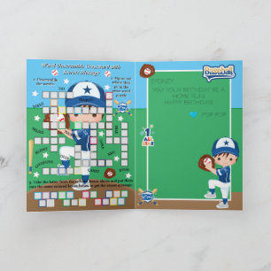 Boys Baseball Secret Message Happy Birthday Karte