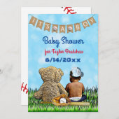 Boy's Baseball Themed Ethnic Baby Shower Einladung (Vorne/Hinten)