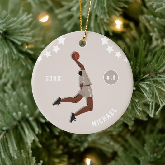 Boys Basketball-Spieler Star-Kid-Team-Nummer Keramik Ornament (Baum)