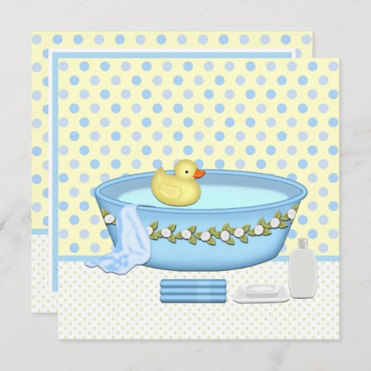 Boys Bath Time Baby Dusche Einladung (Vorne/Hinten)