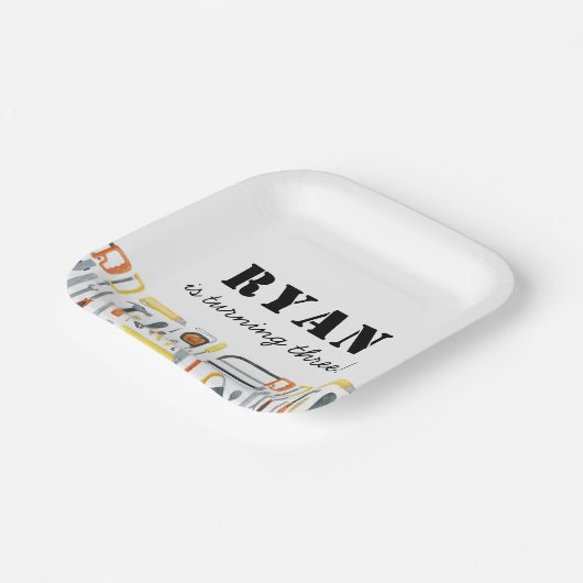 Boys Baumeister Geburtstag Pappteller (Gewinkelt)