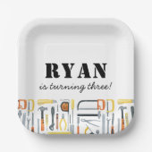 Boys Baumeister Geburtstag Pappteller (Vorderseite)